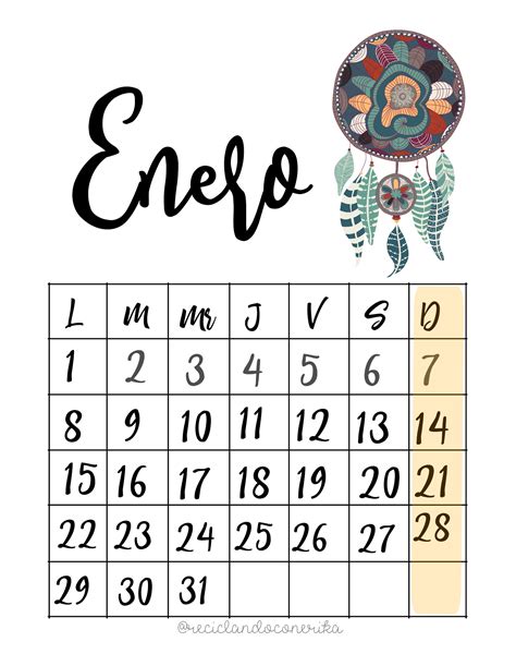 Reciclando Con Erika 5 Calendarios De Enero 2018 Descarga Gratuita