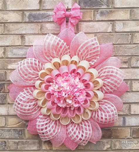 New Pink Tressa Mesh Flower Wreath My Original Design Etsy