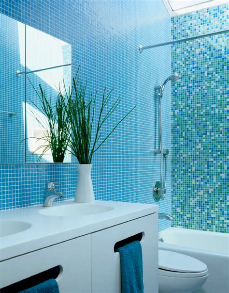 Turquoise Mosaic Tiles Bathroom Turquoise Aqua Azure Blue Style