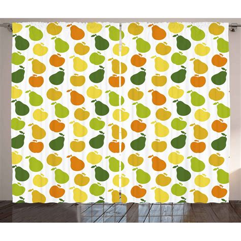 Fruits Curtains 2 Panels Set Apple And Pears Food Botany Fresh Healthy