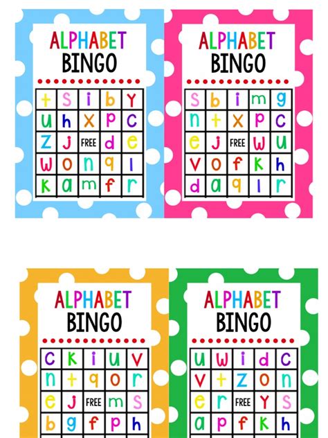 Lowercase Alphabet Bingo Cards