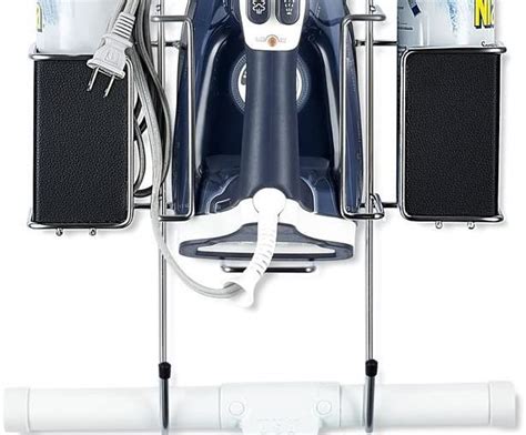 The iron fits securely on the top shelf and curling hooks hold the ironing board in place below. Best Ironing Board Hanger with Storage Basket Review ...