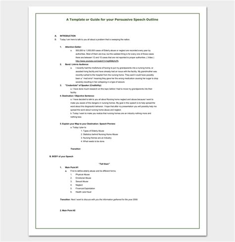 Persuasive Speech Outline Template 15 Examples Samples And Formats