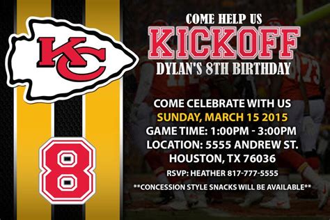 Kansas City Chiefs Nfl Birthday Invitation Birthday Invitations