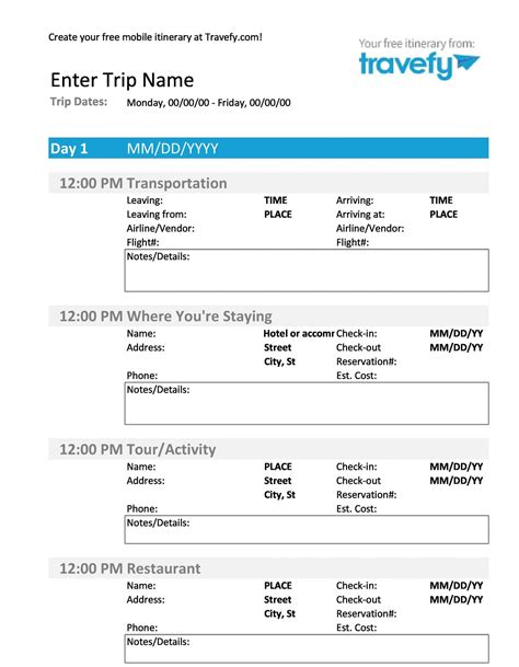 Travel Itinerary Examples Free Sample Example And Format Templates