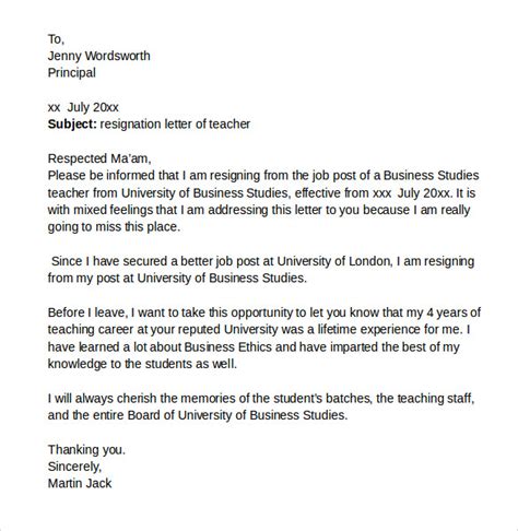 Free 8 Sample Resignation Letter Templates In Pdf Ms Word