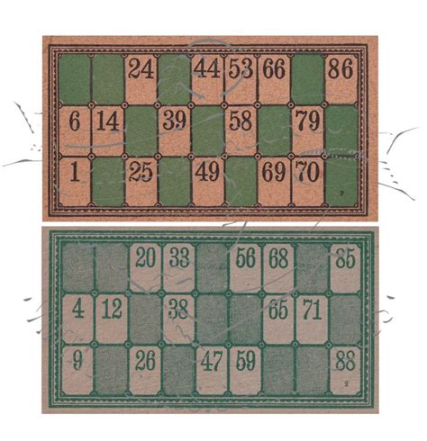 Vintage Lotto Bingo Cards Set Of 2 Png Digital Image Clip Art Etsy