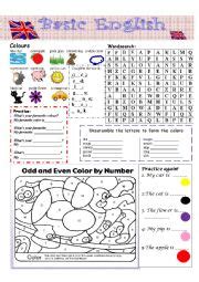 colours worksheets