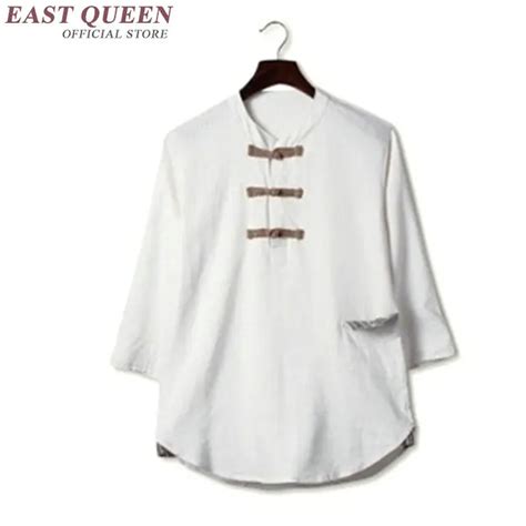 Traditional Mens Clothing Chinese Oriental Button Linen White Shirts