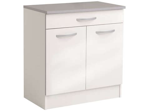 Meuble bas 80 cm 1 tiroir + 2 portes SPOON GLOSSY BLANC - Vente de