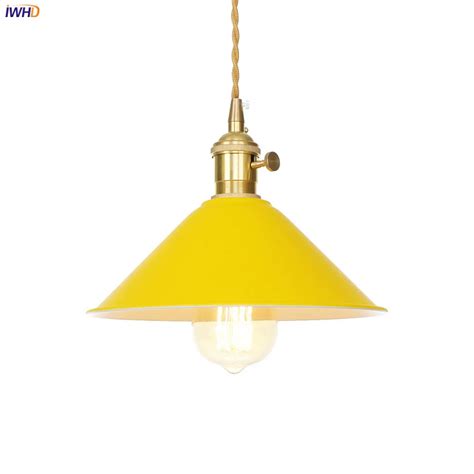 Iwhd Yellow Color Led Pendent Light Fixture Bedroom Dinning Living Room