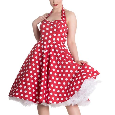 Red And White Polka Dot Rockabilly 50s Halter Swing Dress Pretty
