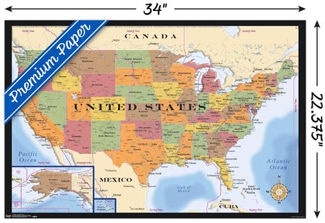 Map Usa Time Zones Poster Ebay