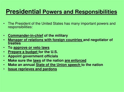 Ppt The Presidency Of The United States Powerpoint Presentation Free