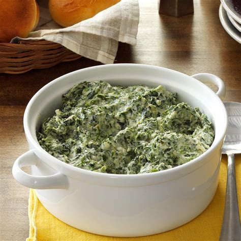 I usually make this for supper but would be good for breakfast in a mixing bowl, add the chicken, 1/2 cup spinach, onion, and remaining cheese; Three-Cheese Creamed Spinach Recipe | Taste of Home