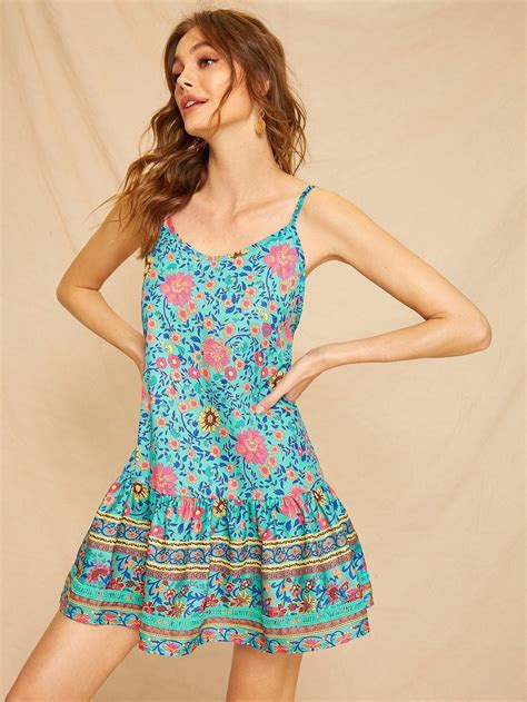 Ditsy Floral Print Ruffle Hem Cami Sundress In Sundress Fashion Ruffle Hem Dress