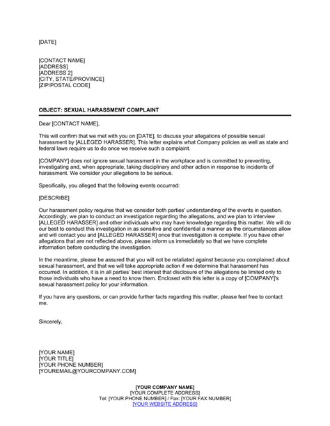 Letter To Sexual Harassment Complainant Template By Free Nude Porn