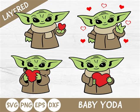 Baby Yoda With Heart Svg Bundle Disney Baby Yoda Clipart Svg Etsy