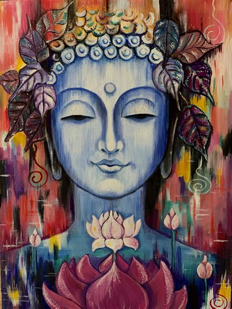 Divine Buddha Painting Oil On Canvas Paper A Painting Depicts Lord