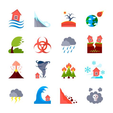 Icons Set Of Natural Disasters 466149 Vector Art At Vecteezy