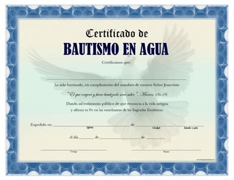 Certificado De Bautismo En Agua Para Imprimir Gratis Bautismo En Agua