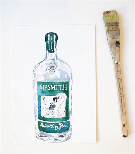 Custom Watercolour Painting Of An Alcohol And Liquor Bottle Gin Bourbon Father S Day