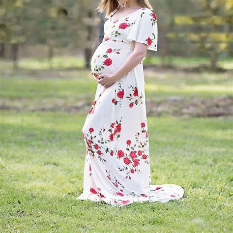 maternity floral dress photography props clothes pregnancy maxi