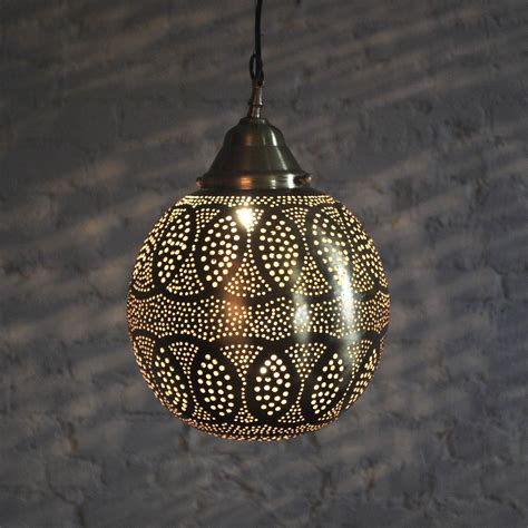Moroccan Round Brass Lamp Hanging Pendat Lamp Sheherazade Home