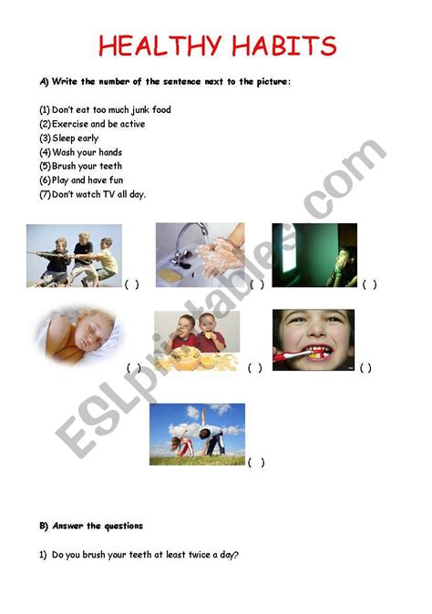 Healthy Habits Esl Worksheet By Mugeb