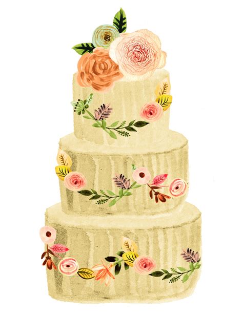 Cake Clipart Wedding Clipart Watercolor Wedding Clipart Etsy