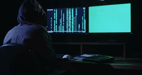 Anonymous Hacker Sitting In Dark Room In Stock Footage Sbv 309840189