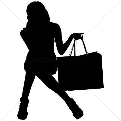 Download Free Silhouette of a woman with shopping bags Vector Image - 1253848 | StockUnlimited