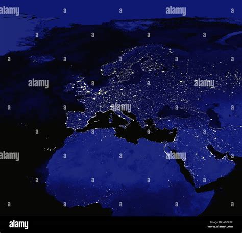 Large Detailed Satellite Map Of Europe At Night Europe Mapsland Images