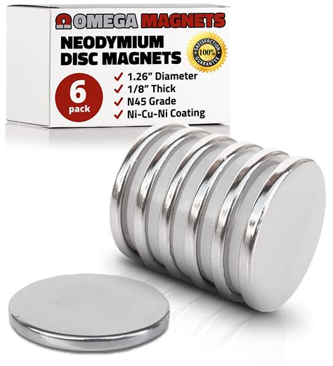 Omega Magnets Strong Neodymium Disc Magnets 6 Pack 2x Stronger 2x