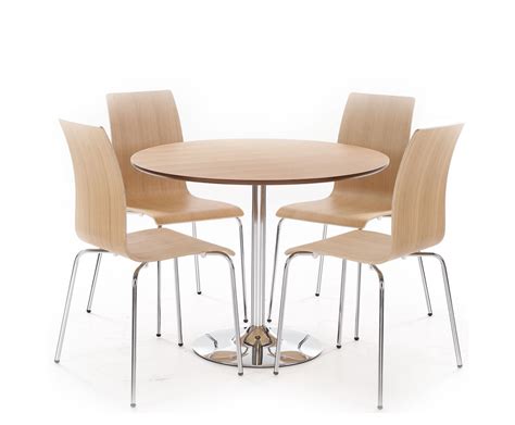 Wood dining table and 4 chairs set for office lounge dining kitchen white. Shoreditch Oak Round Kitchen Table and Chairs