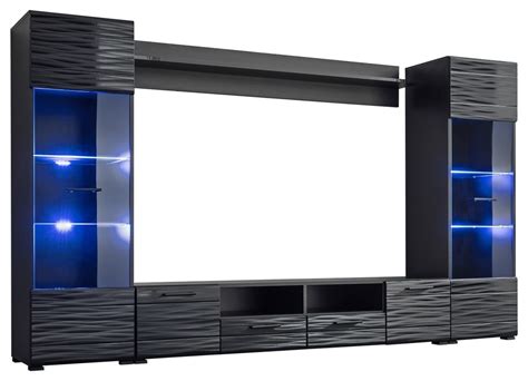 Modica Modern Entertainment Center Wall Unit With Blue Led Lights 65