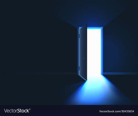 Open Door Bright Light In Room Through Door Vector Image