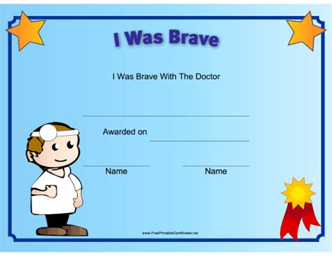 I Was Brave at the Doctor Printable Certificate ...
