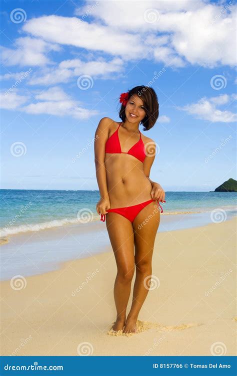 Girl In A Red Bikini On A Hawaii Beach Royalty Free Stock Image Image My Xxx Hot Girl