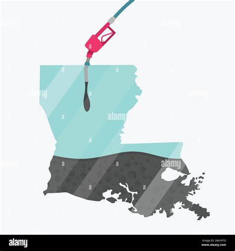 Map Of Louisiana In Usa Being Fueled By Oil Gas Pump Fueled Map On