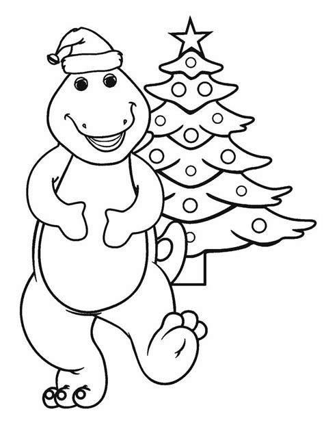 Barney And Christmas Tree Coloring Page Free Printable Coloring Pages