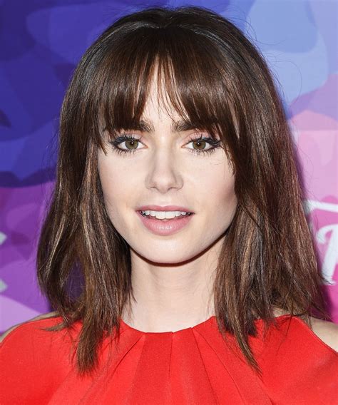 The Best Celebrity Bangs Of 2016 Celebrity Bangs Lily Collins Hair