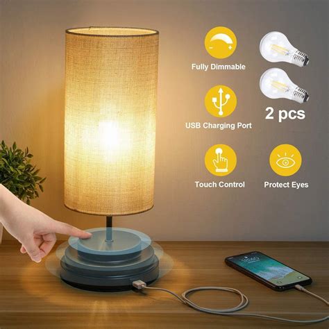 Kohree LED Nachttischlampe, E27 Touch Dimmbar Tischlampe für Schlafzimmer, Touchfunktion