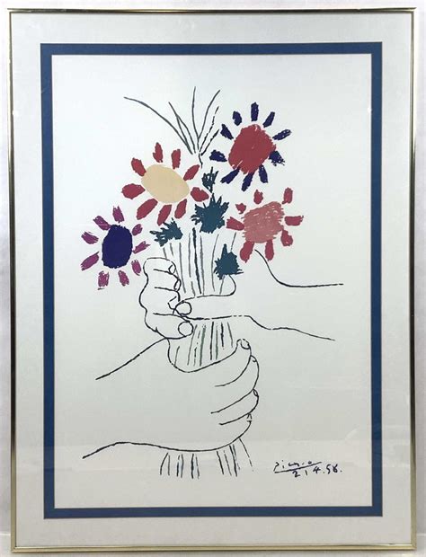 Lot Pablo Picasso Bouquet Of Peace Flowers Print