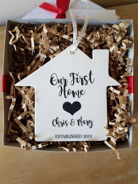 Our First Home White Ceramic House Keepsake Ornament 4 Wording Etsy