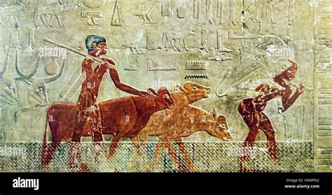 Egyptian Tomb Wall Painting From Thebes Luxor Dated 11th Century Bc