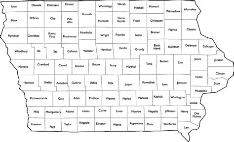 Iowa County Map With County Names