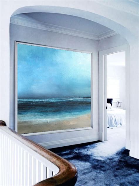 Large Original Sea Level Blue Oil Paintinglarge Wall Art Etsy Beach