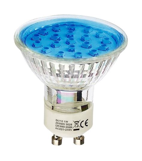 Ampoule Led Gu10 À 20 Leds 1w Bleu Hipow