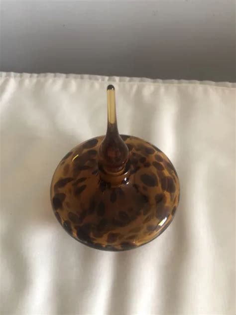 Vintage Amber Art Glass Tortoise Shell Hand Blown Perfume Bottle With Stopper 14 00 Picclick